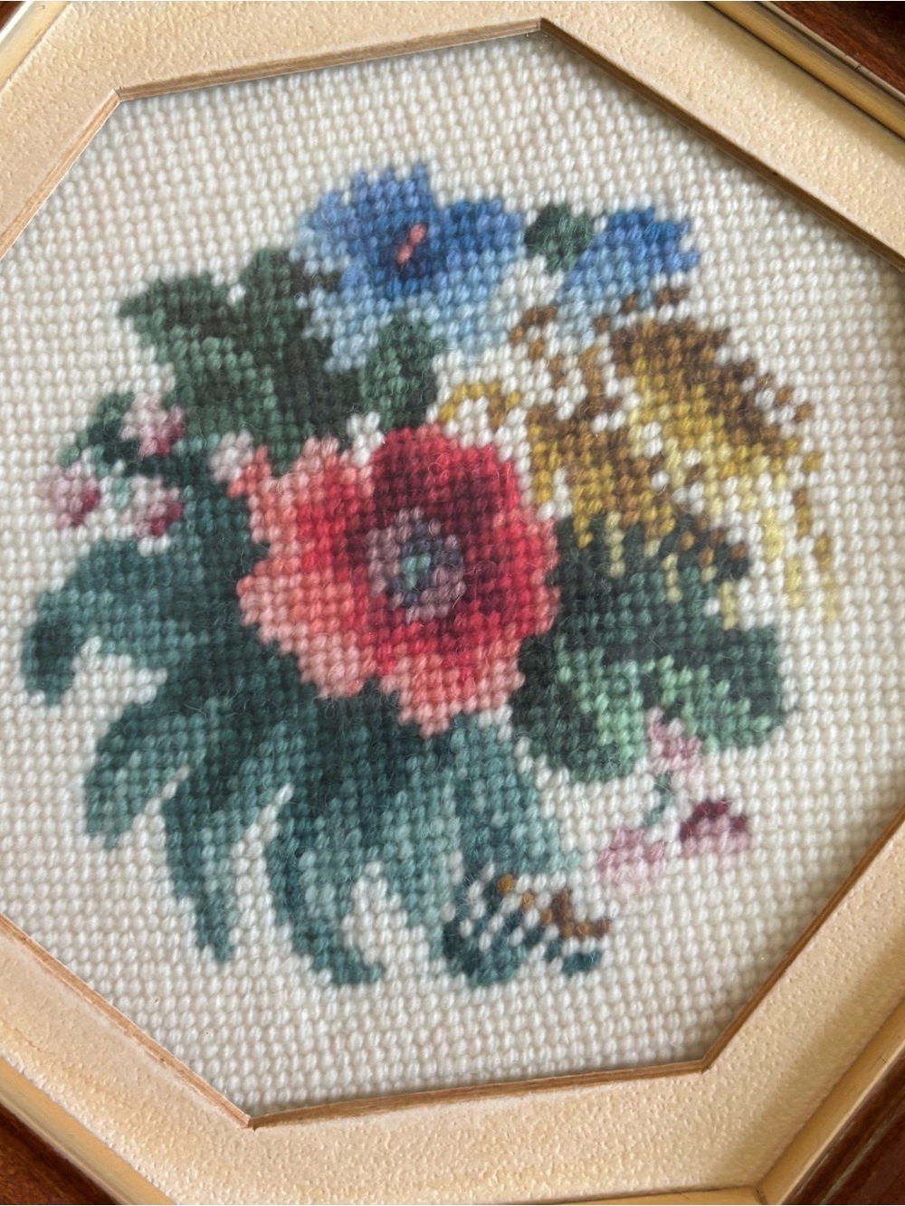 70's Floral Needlepoint Pictures - 2 - Victorian Art - Handmade Floral Pictures - Picture 5 of 16